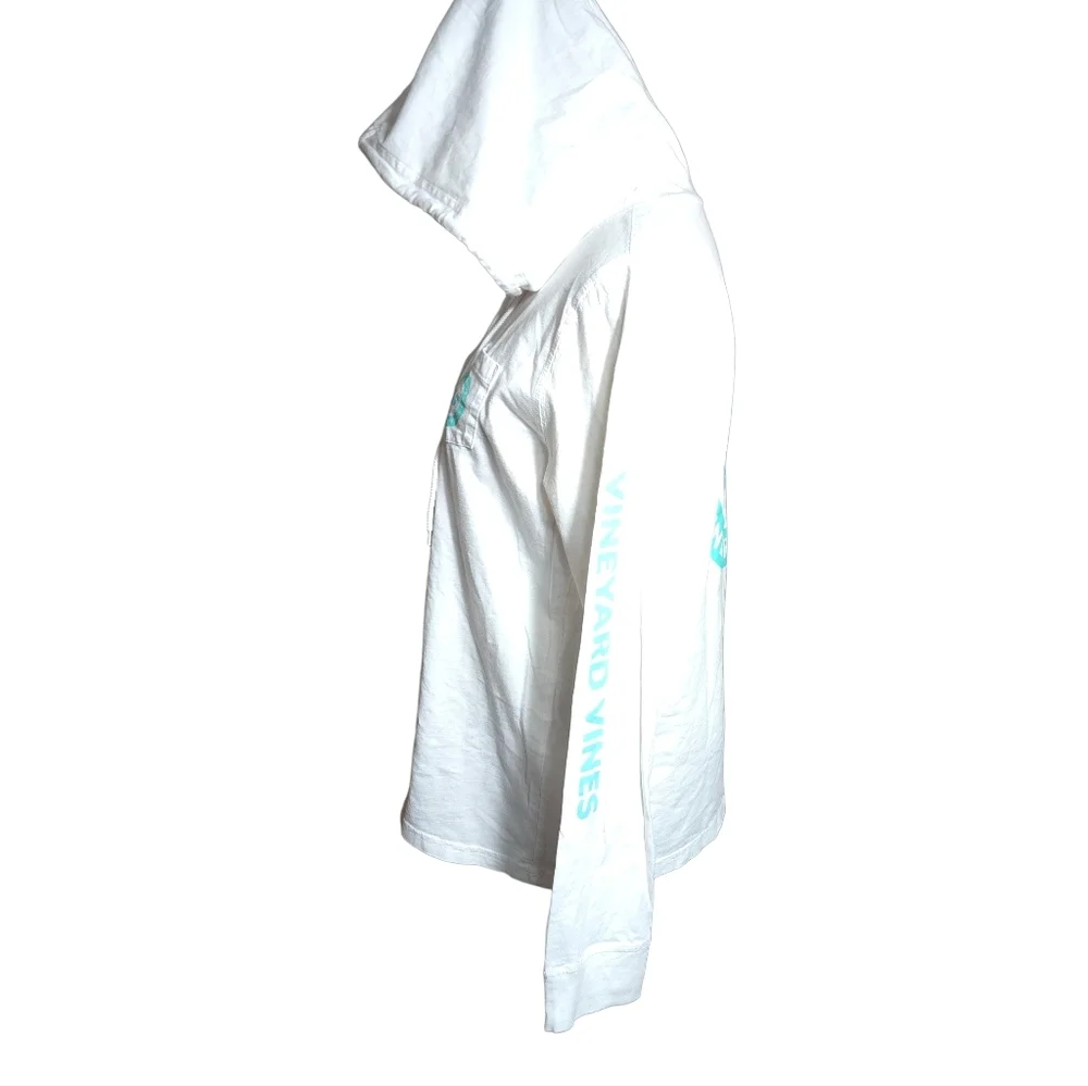Vineyard Vines White Hooded Logo Pullover Long Sleeve Tee Shirt